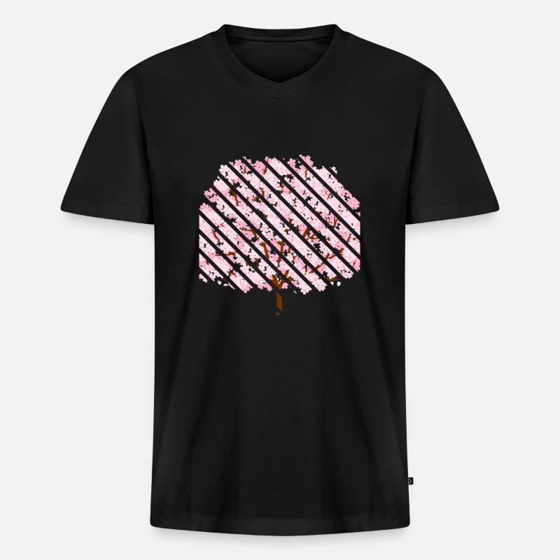 Kirschblüte im Frühling - Männer Premium Bio T-Shirt mit V-Ausschnitt - Schwarz
