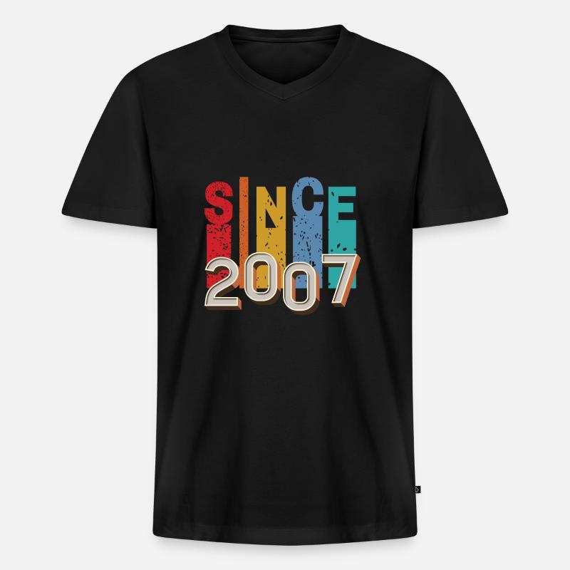 Seit 2007 retro - Männer Premium Bio T-Shirt mit V-Ausschnitt - Schwarz