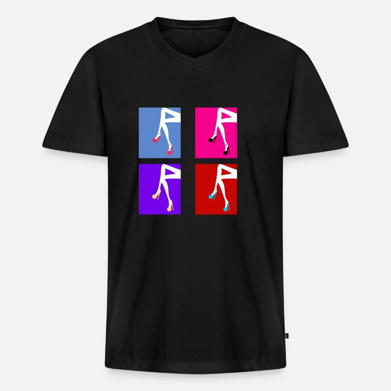 Retro-Absatz - Männer Premium Bio T-Shirt mit V-Ausschnitt - Schwarz