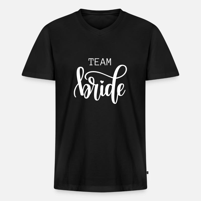 Teambraut - Männer Premium Bio T-Shirt mit V-Ausschnitt - Schwarz