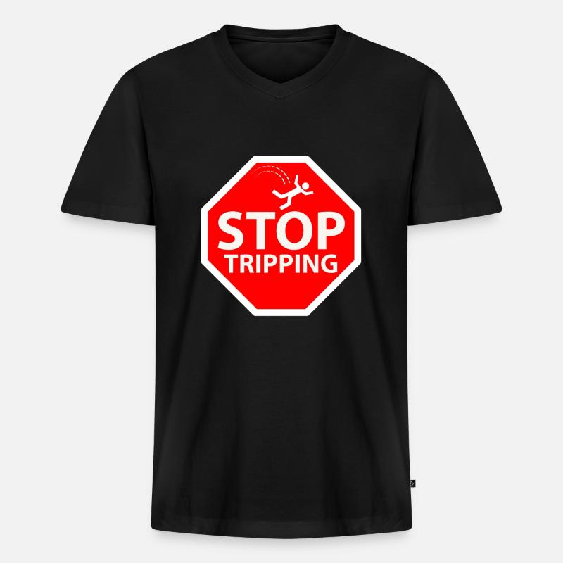 Aufhören zu stolpern - Männer Premium Bio T-Shirt mit V-Ausschnitt - Schwarz