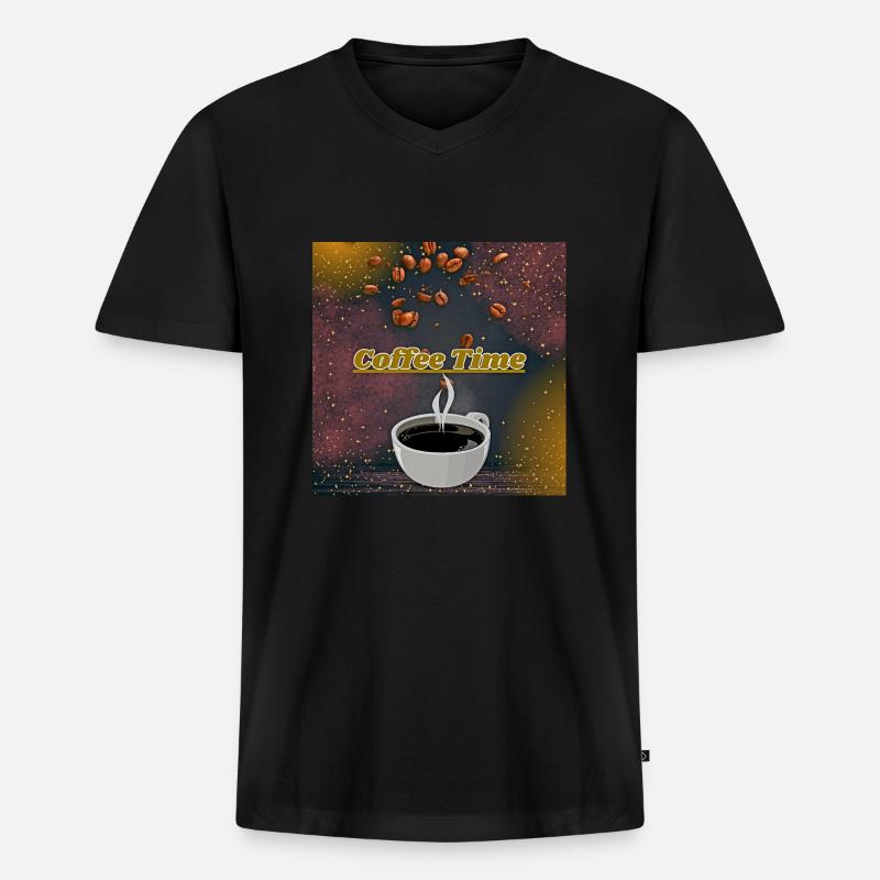 Coffe time - Männer Premium Bio T-Shirt mit V-Ausschnitt - Schwarz