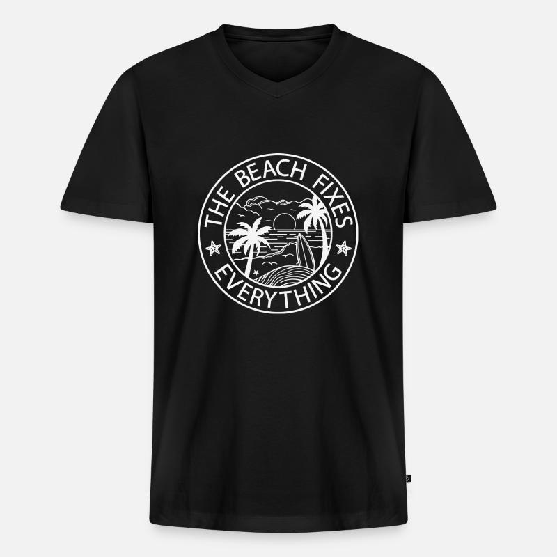 The Beach Fixes Everything - Men's Premium Organic T-shirt with V-neck - black
