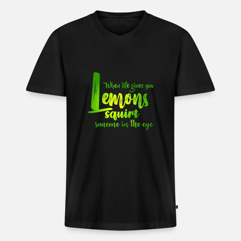 FUN Quote - Lemon Squirt - col - Männer Premium Bio T-Shirt mit V-Ausschnitt - Schwarz
