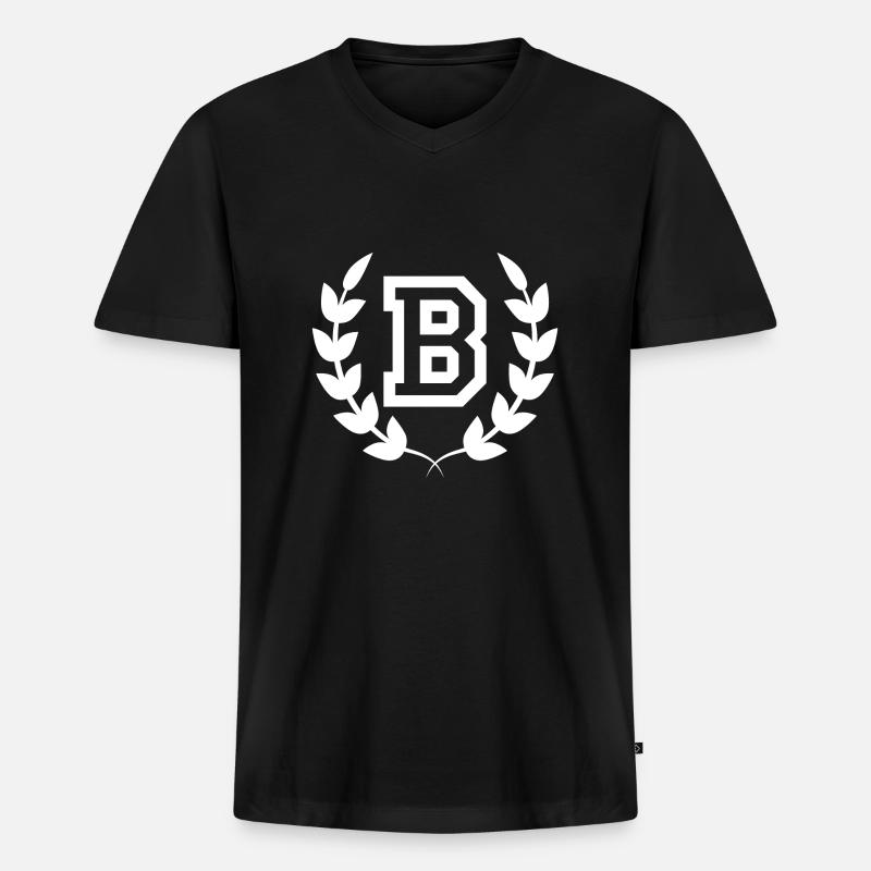 Buchstabe b sport - Männer Premium Bio T-Shirt mit V-Ausschnitt - Schwarz