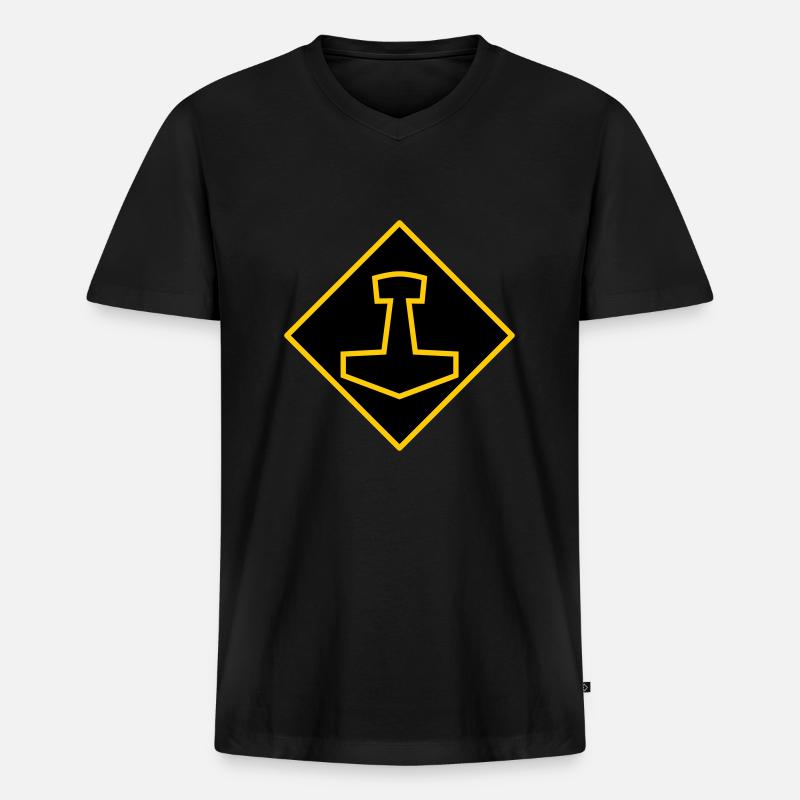 Mjölnir - Männer Premium Bio T-Shirt mit V-Ausschnitt - Schwarz