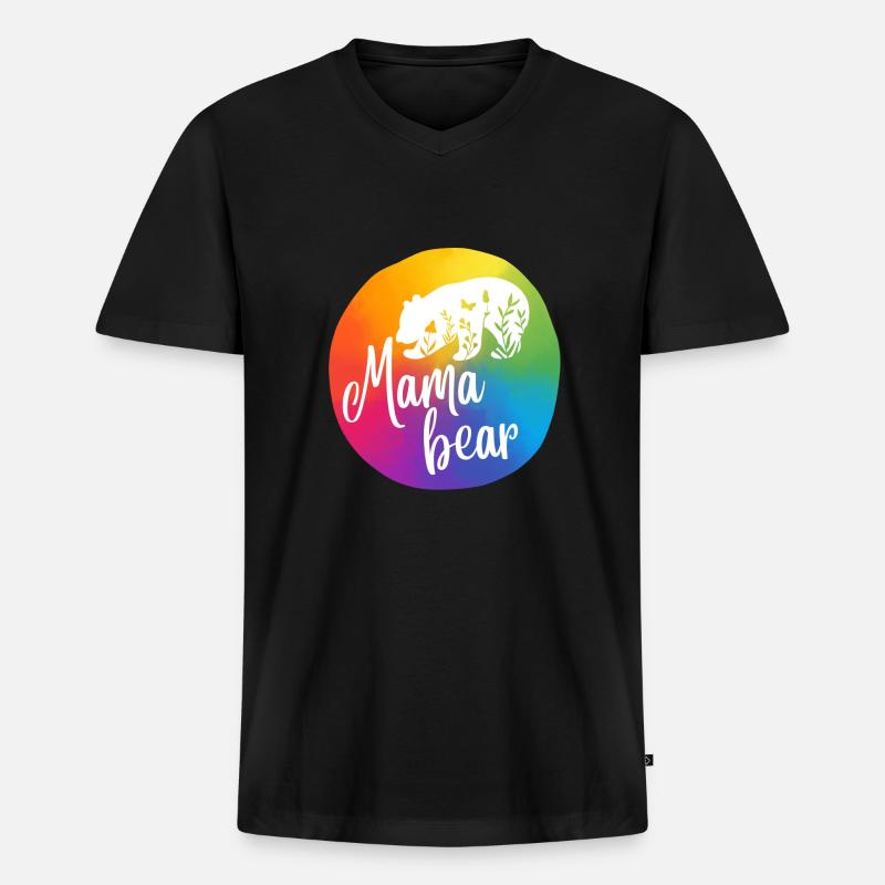 Mamabär, Regenbogen II - Männer Premium Bio T-Shirt mit V-Ausschnitt - Schwarz