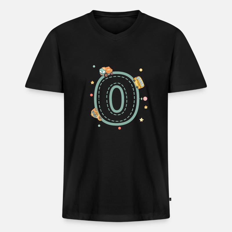 Brief oder Fahrzeug - personalisiertes Kindergeschenk - Männer Premium Bio T-Shirt mit V-Ausschnitt - Schwarz