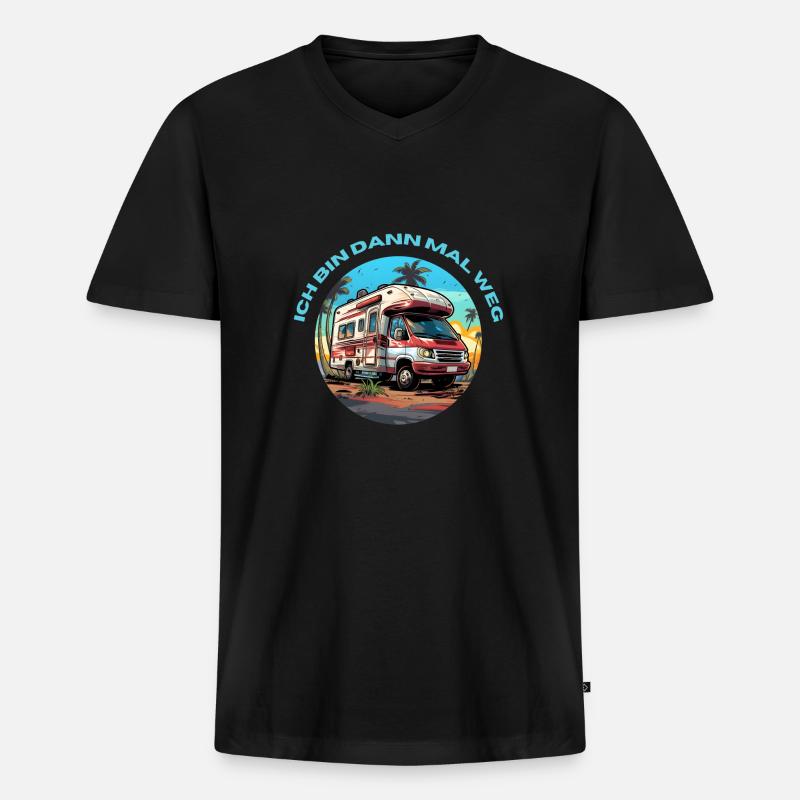 Ich bin dann mal weg - Männer Premium Bio T-Shirt mit V-Ausschnitt - Schwarz