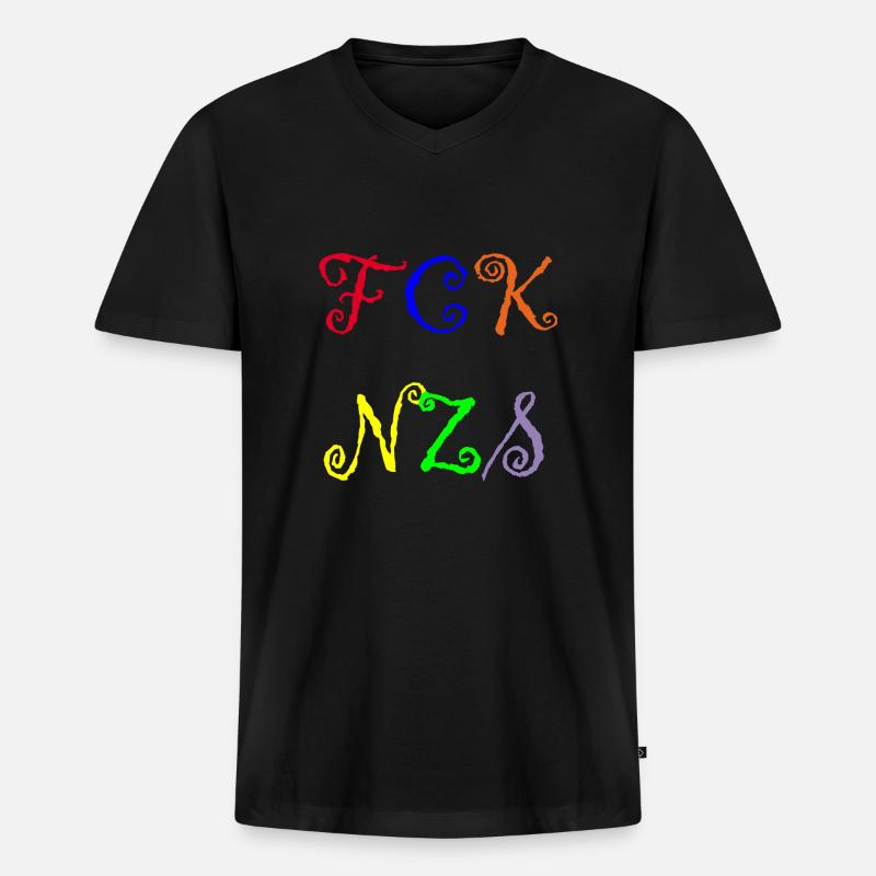 FCK NZS - Männer Premium Bio T-Shirt mit V-Ausschnitt - Schwarz
