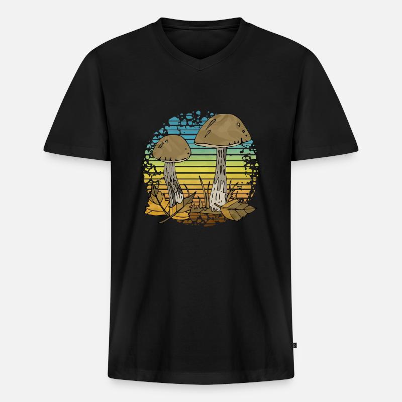 Pilze - Männer Premium Bio T-Shirt mit V-Ausschnitt - Schwarz