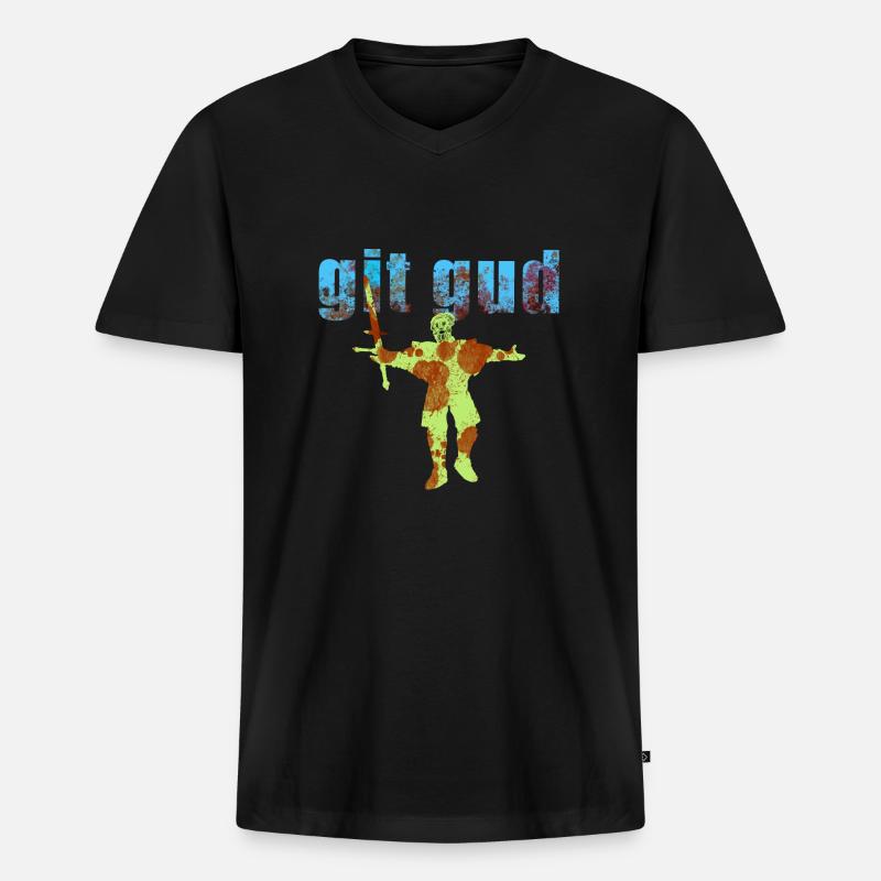 GitGud - Männer Premium Bio T-Shirt mit V-Ausschnitt - Schwarz
