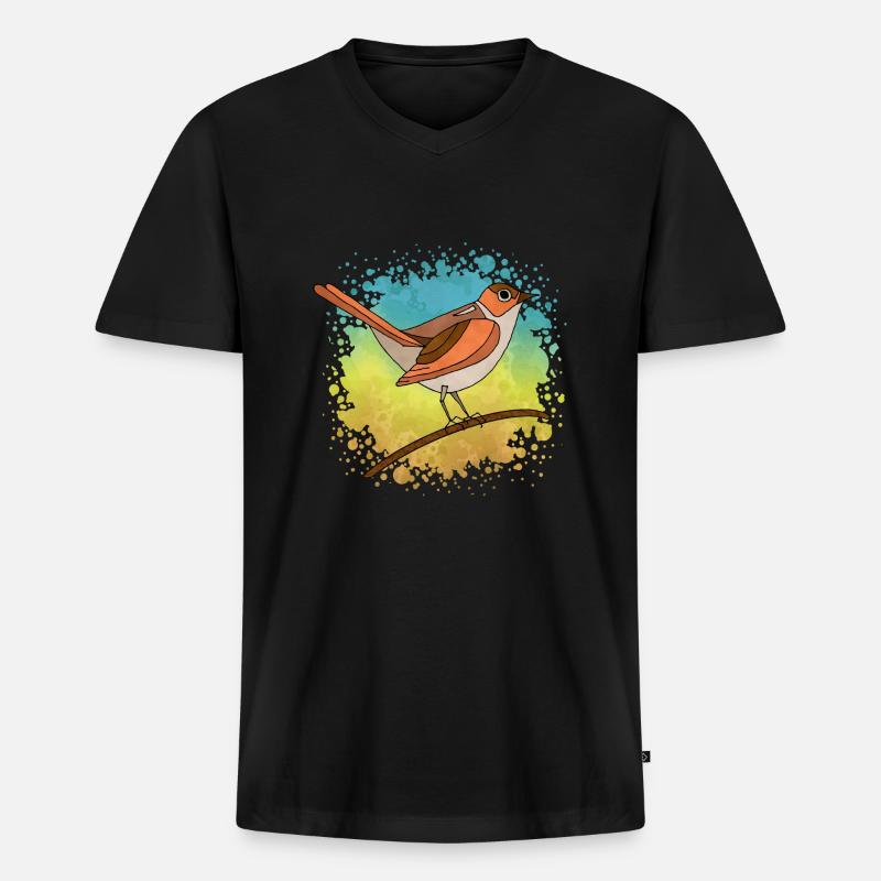 Bunter Vogel - Männer Premium Bio T-Shirt mit V-Ausschnitt - Schwarz