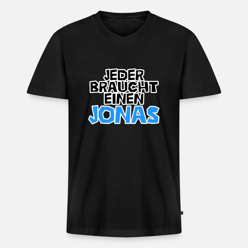 Jeder braucht einen Jonas - Männer Premium Bio T-Shirt mit V-Ausschnitt - Schwarz