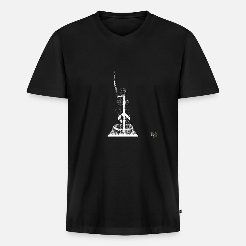 Hermannsdenkmal peace hell - Männer Premium Bio T-Shirt mit V-Ausschnitt - Schwarz