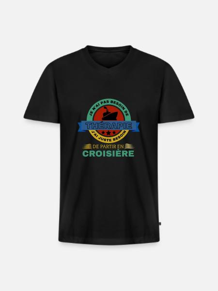 Croisière - T-shirt encolure en V Premium bio Homme - noir