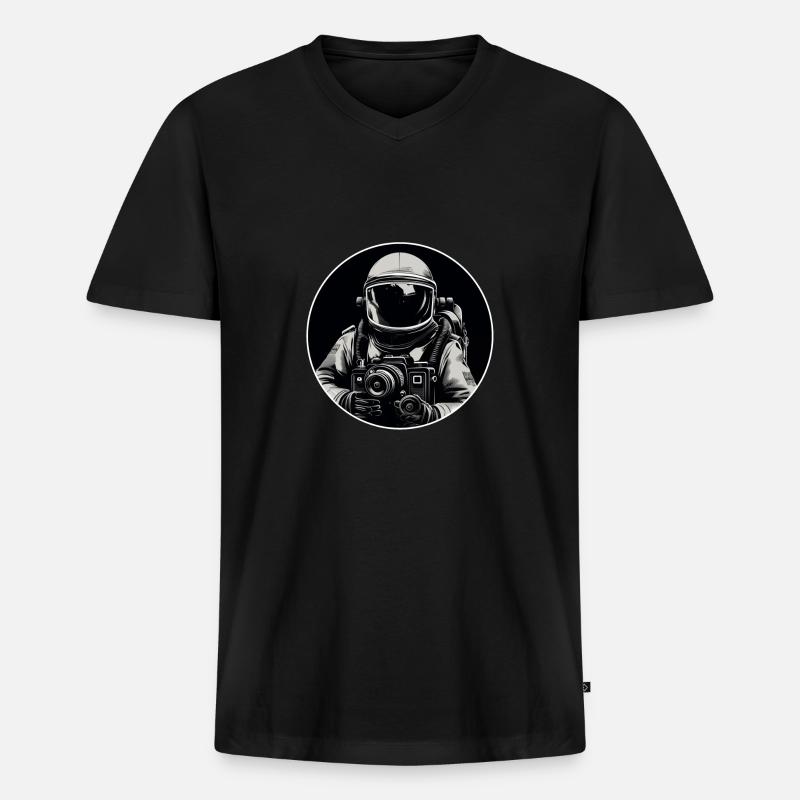 Astronaut - Männer Premium Bio T-Shirt mit V-Ausschnitt - Schwarz