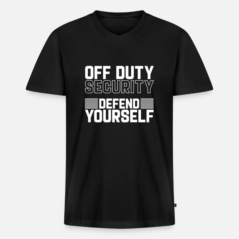 Security Off Duty Defend Yourself - Männer Premium Bio T-Shirt mit V-Ausschnitt - Schwarz