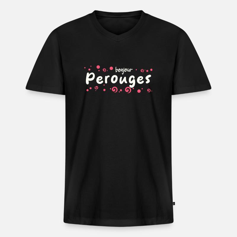 Pérouges - Men's Premium Organic T-shirt with V-neck - black