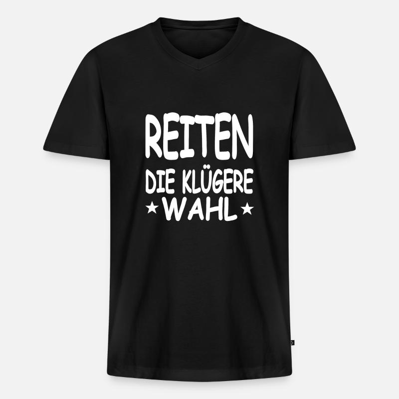 Reiten - Männer Premium Bio T-Shirt mit V-Ausschnitt - Schwarz