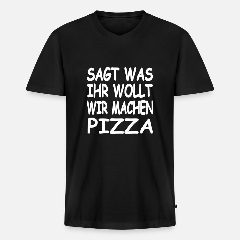 Pizza - Männer Premium Bio T-Shirt mit V-Ausschnitt - Schwarz