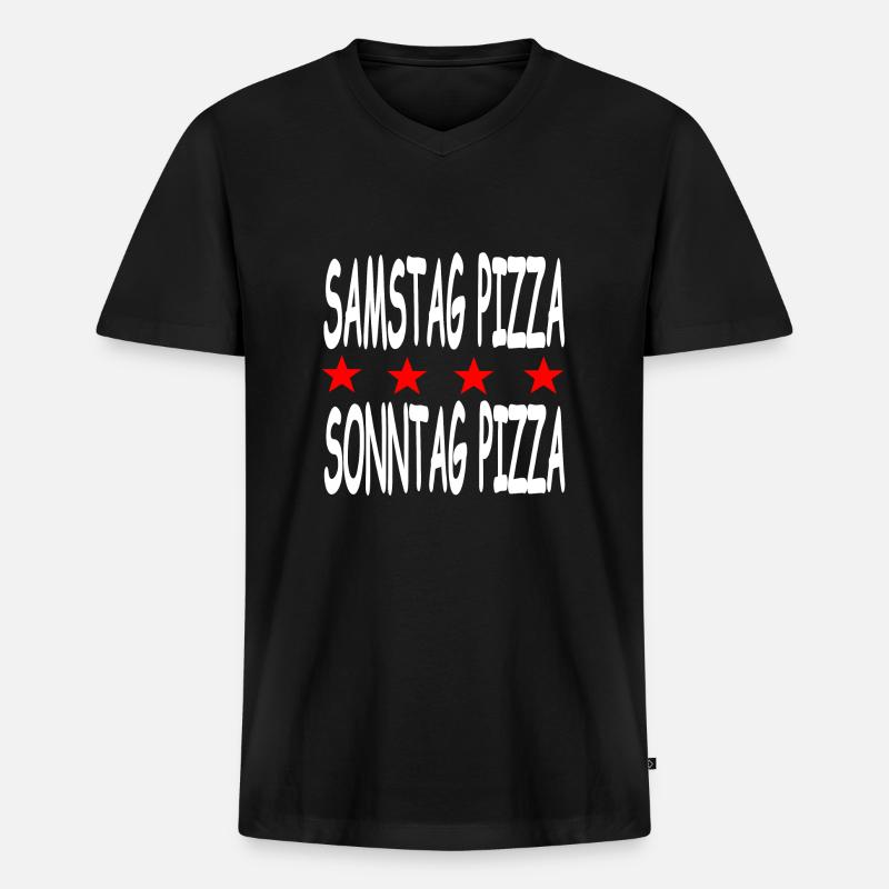 Pizza - Männer Premium Bio T-Shirt mit V-Ausschnitt - Schwarz