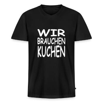 Kuchen - Männer Premium Bio T-Shirt mit V-Ausschnitt - Schwarz - Vorne - Nico (187cm)