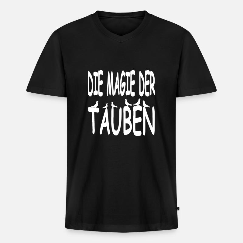 Tauben - Männer Premium Bio T-Shirt mit V-Ausschnitt - Schwarz