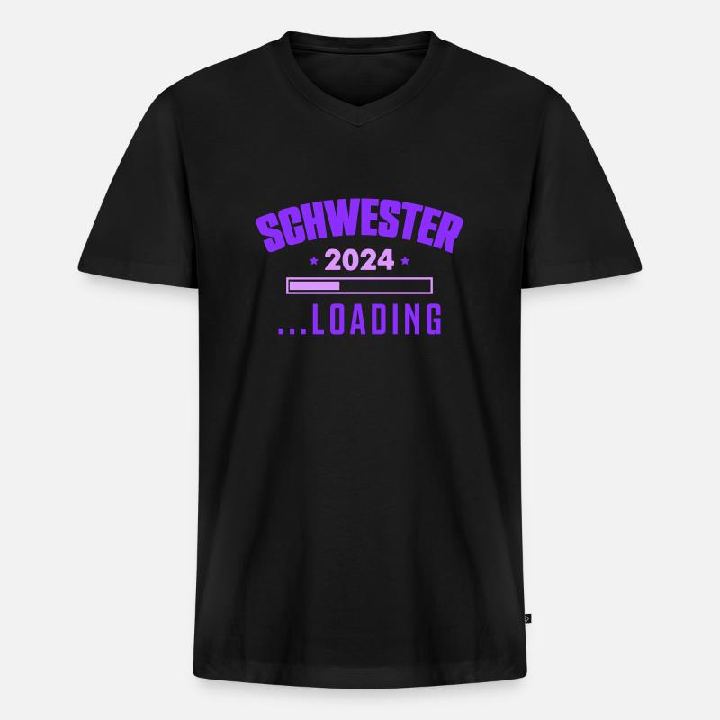 schwester 2024 - Männer Premium Bio T-Shirt mit V-Ausschnitt - Schwarz