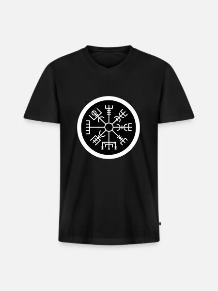 Wikinger Kompass schwarz - Männer Premium Bio T-Shirt mit V-Ausschnitt - Schwarz