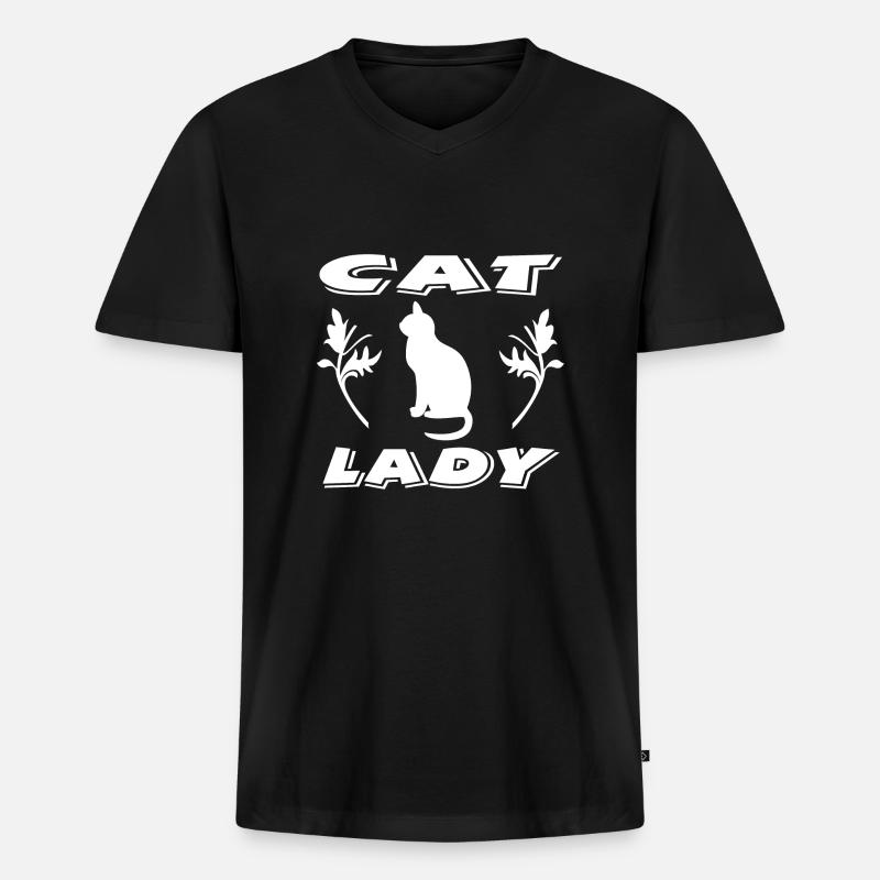 Katze - Männer Premium Bio T-Shirt mit V-Ausschnitt - Schwarz