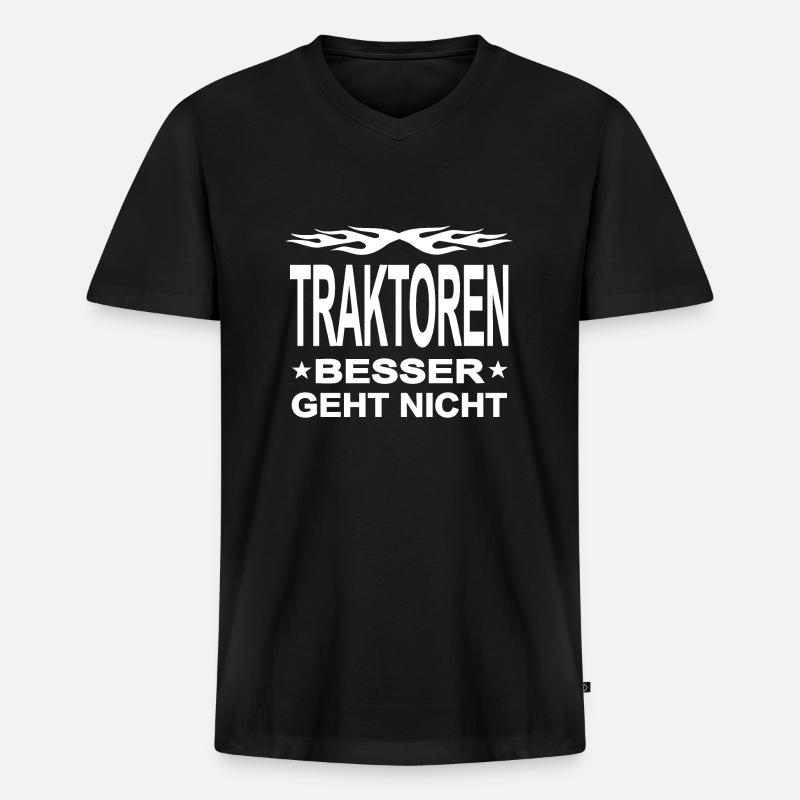Traktor - Männer Premium Bio T-Shirt mit V-Ausschnitt - Schwarz