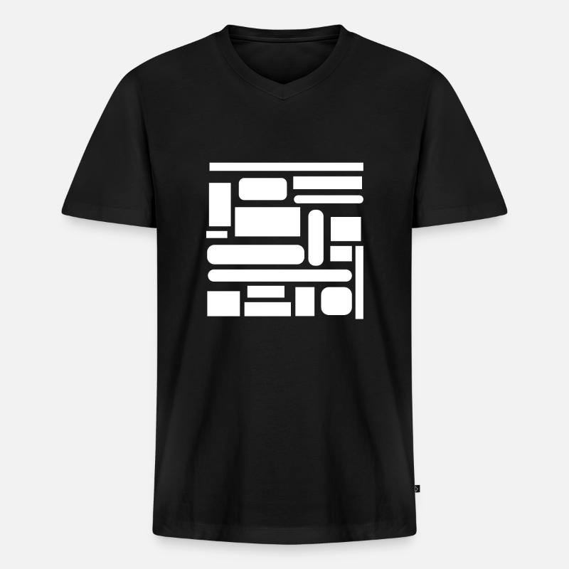 Weiße Geometrie - Männer Premium Bio T-Shirt mit V-Ausschnitt - Schwarz