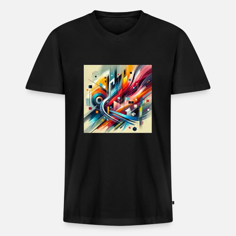 Lebendige Harmonie - Abstraktes Gemälde - Männer Premium Bio T-Shirt mit V-Ausschnitt - Schwarz