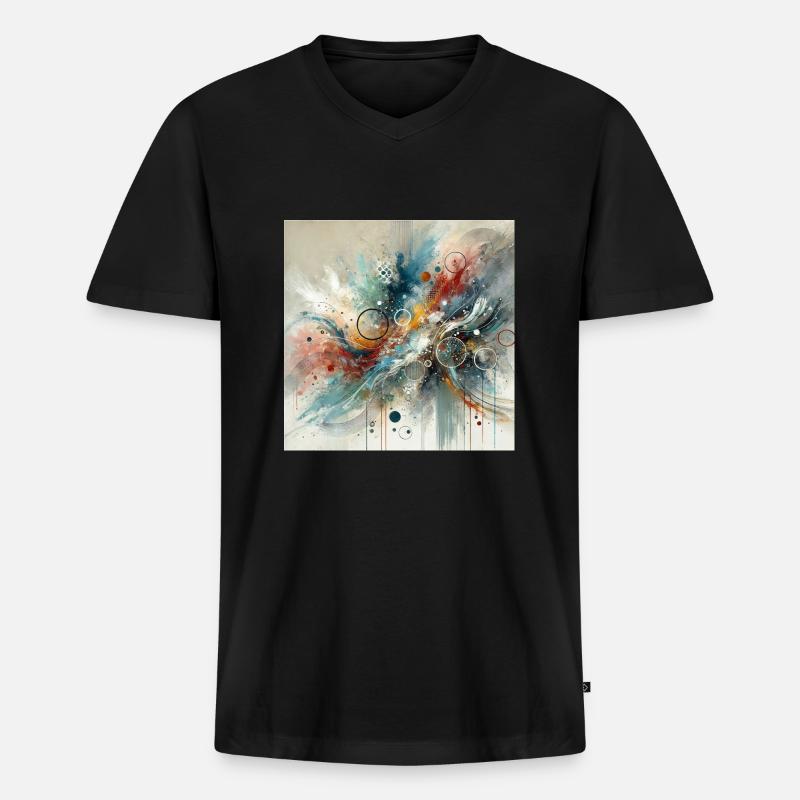 Dynamischer Fluss - Abstraktes Gemälde - Männer Premium Bio T-Shirt mit V-Ausschnitt - Schwarz