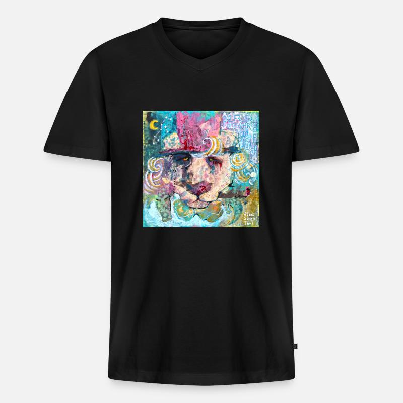Amigo Löwe - Männer Premium Bio T-Shirt mit V-Ausschnitt - Schwarz