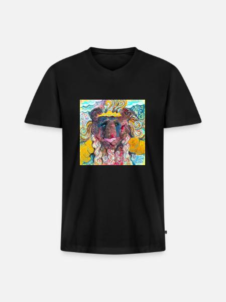 Warrior Lion - Men's Premium Organic T-shirt with V-neck - black