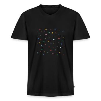 Kletterwand - Männer Premium Bio T-Shirt mit V-Ausschnitt - Schwarz - Vorne - Nico (187cm)