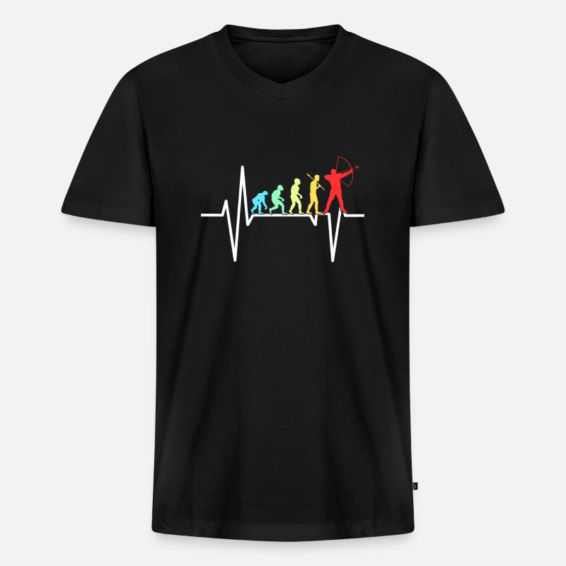 Herzschlag beim Bogenschießen - Männer Premium Bio T-Shirt mit V-Ausschnitt - Schwarz