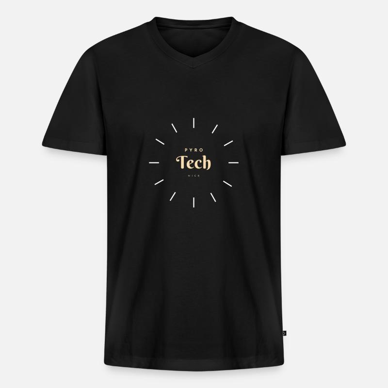 PYROTECHNIK bright - Männer Premium Bio T-Shirt mit V-Ausschnitt - Schwarz