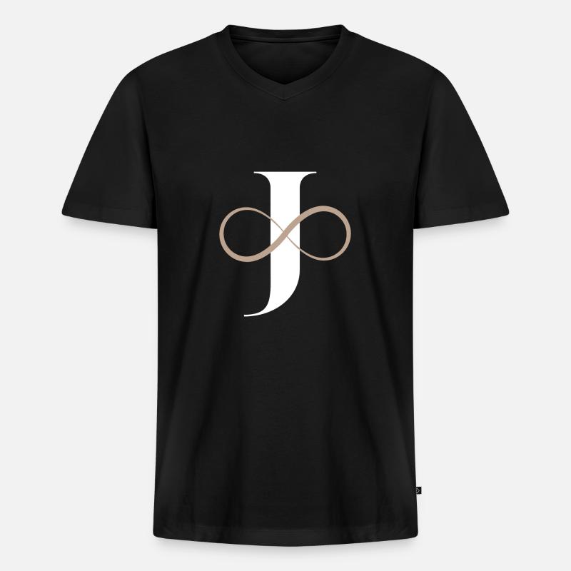 Unendlicher Buchstabe - Männer Premium Bio T-Shirt mit V-Ausschnitt - Schwarz