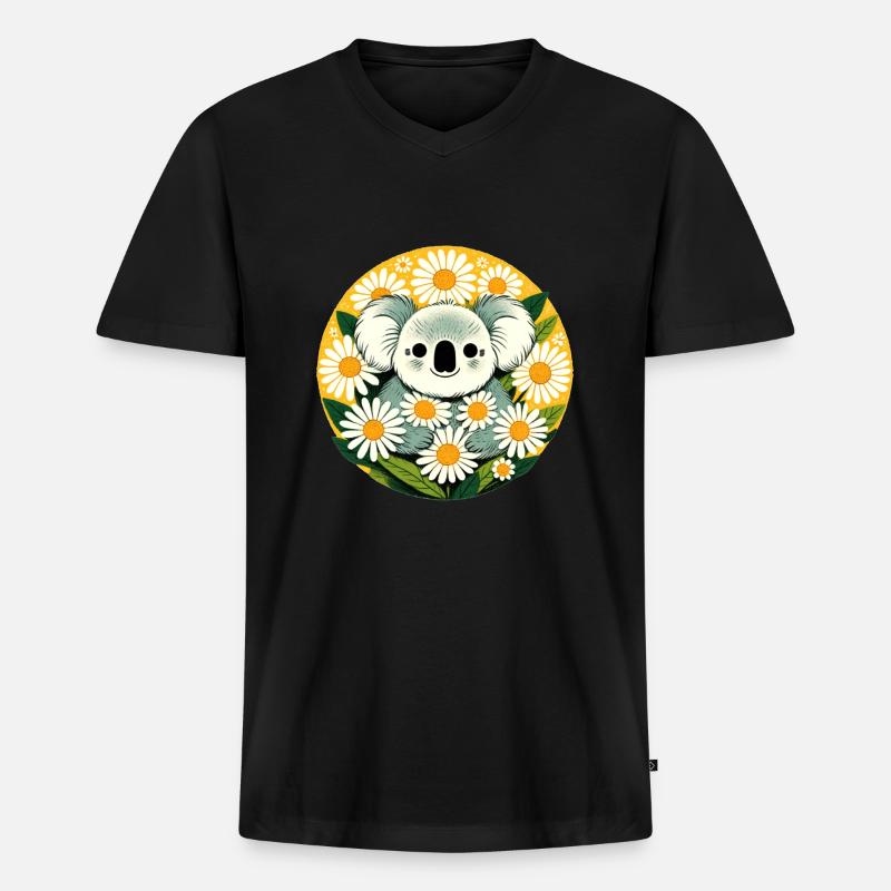 Koala - Männer Premium Bio T-Shirt mit V-Ausschnitt - Schwarz