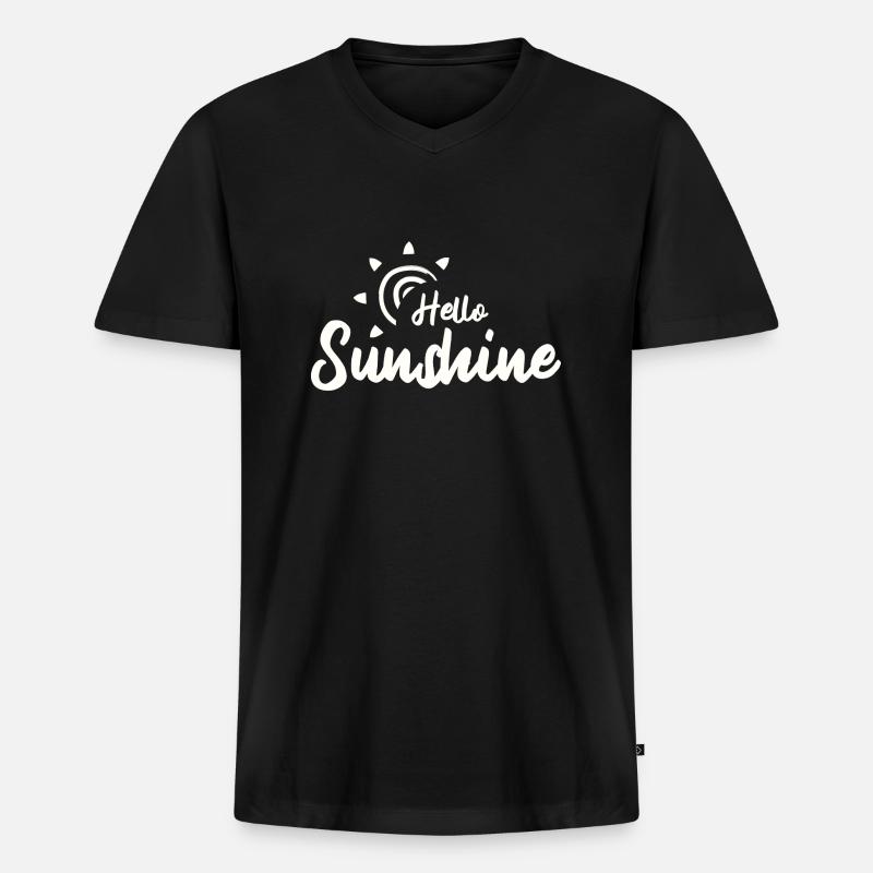 Hello Sunshine - Männer Premium Bio T-Shirt mit V-Ausschnitt - Schwarz