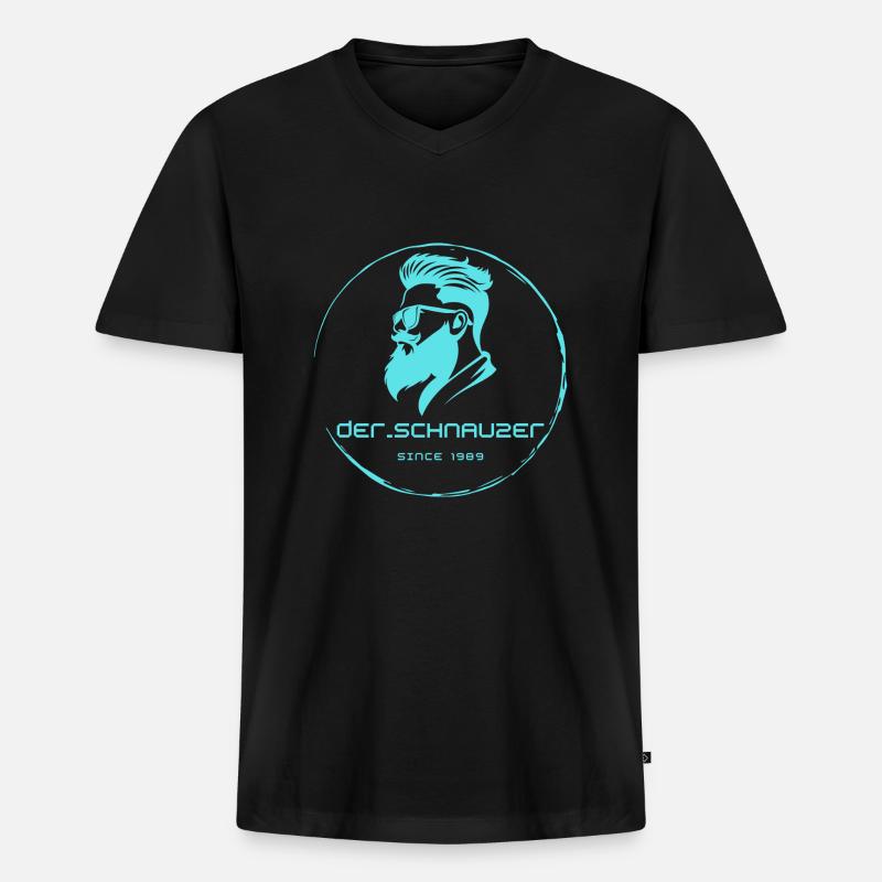 der_schnauzer hellblau - Männer Premium Bio T-Shirt mit V-Ausschnitt - Schwarz
