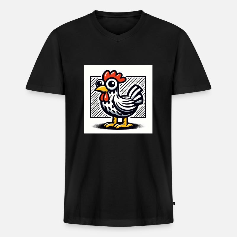 Huhn - Männer Premium Bio T-Shirt mit V-Ausschnitt - Schwarz