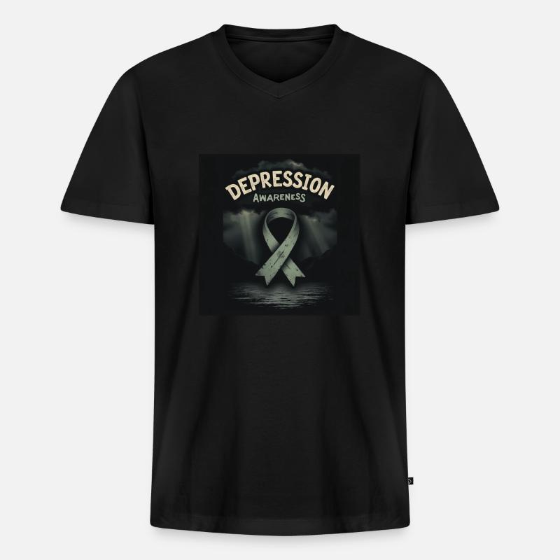 Bewusstsein für Depressionen - Männer Premium Bio T-Shirt mit V-Ausschnitt - Schwarz