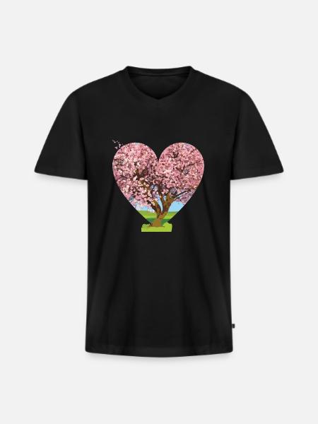 Blossom - Men's Premium Organic T-shirt with V-neck - black