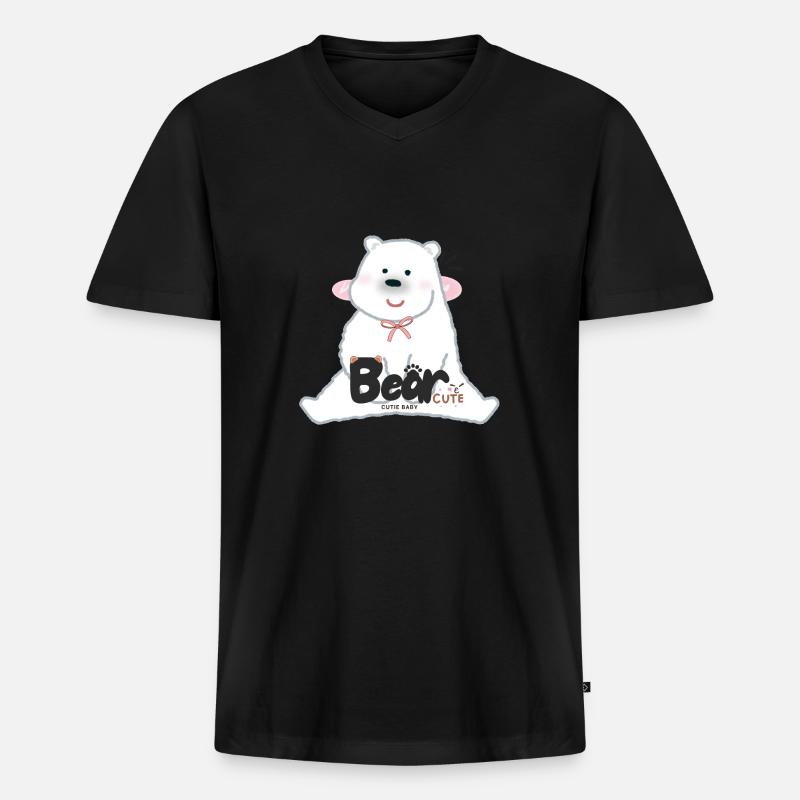 Bear - Männer Premium Bio T-Shirt mit V-Ausschnitt - Schwarz