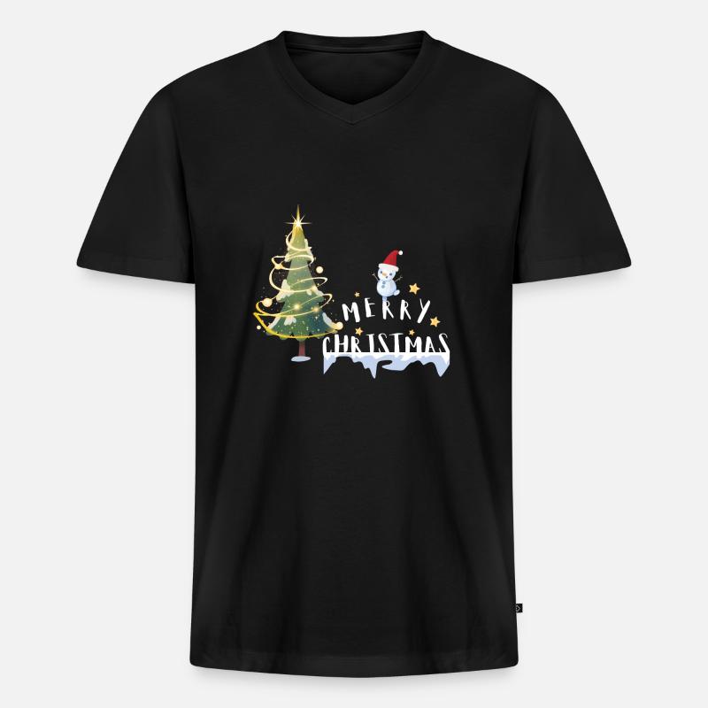 Christmas Tree - Männer Premium Bio T-Shirt mit V-Ausschnitt - Schwarz