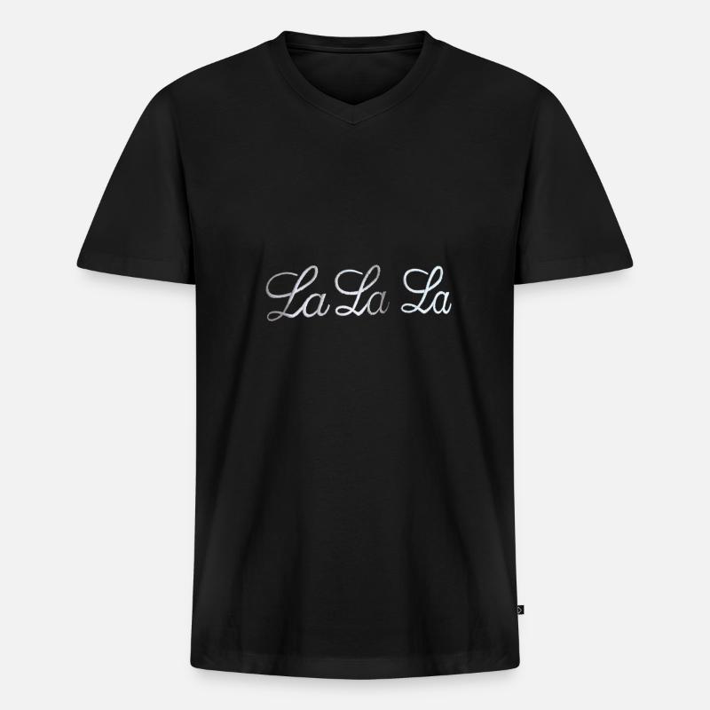 LA LA LA - Männer Premium Bio T-Shirt mit V-Ausschnitt - Schwarz